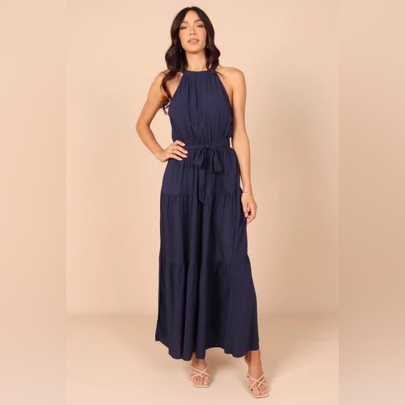 Petal & Pup Dresses & Skirts - Petal & Pup MaKayla Navy Blue Halter Maxi Dress Size Small
